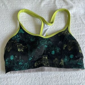 Champion Black and Green Sports Bra with Racerback Design